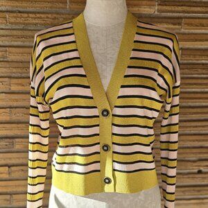 NWOTags baum und pferdgarten Striped V-Neck Cardigan W Metallic Gold, Size S